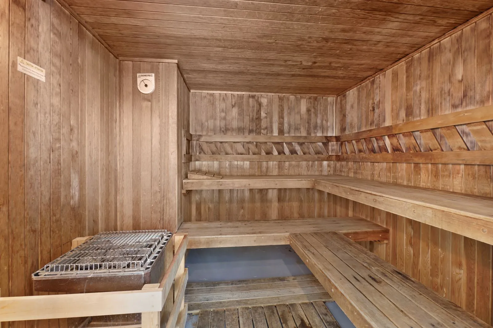 A person with healthy, flushed skin relaxing in a sauna