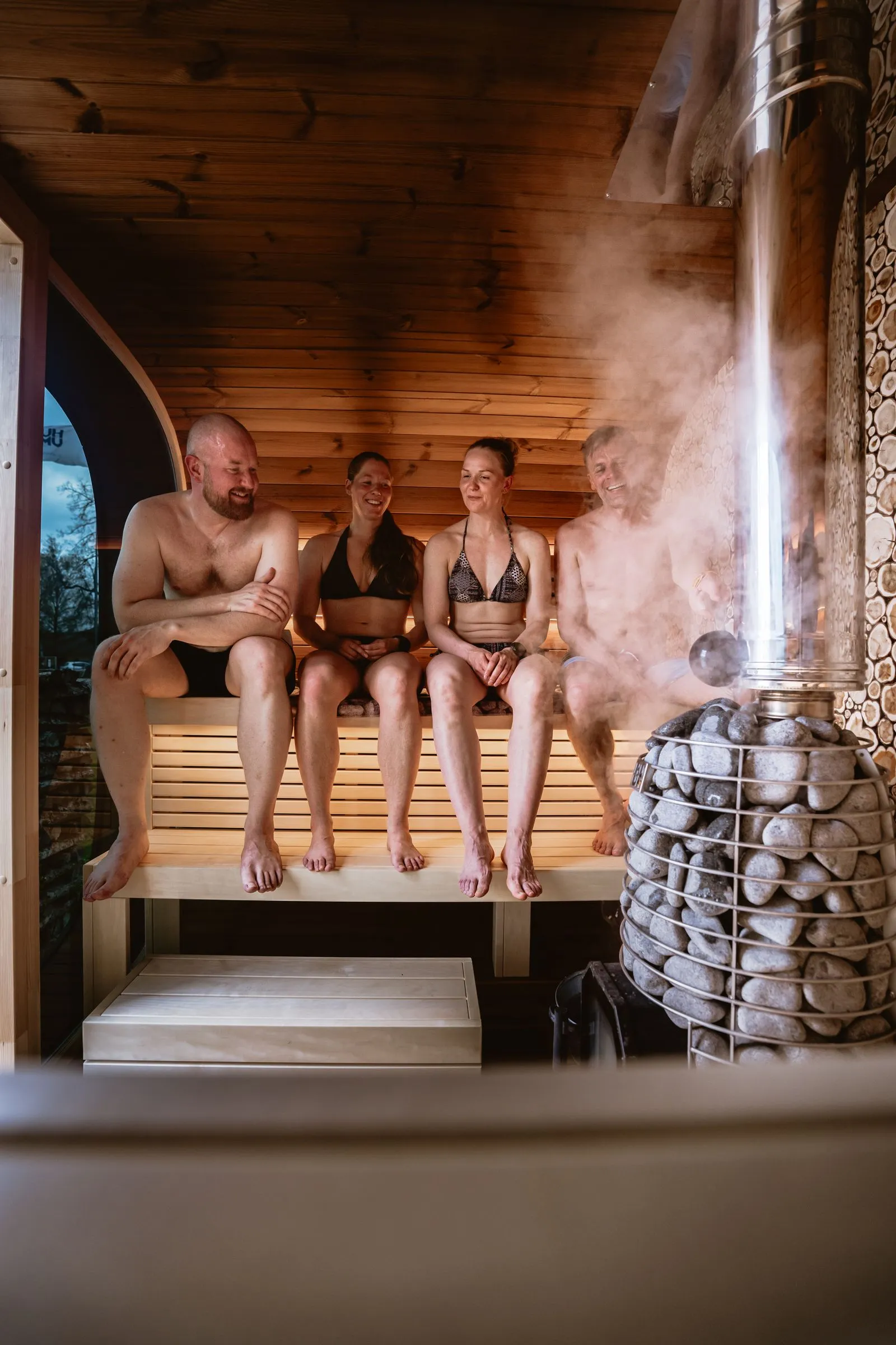Efficient modern electric sauna heater in a well-insulated room